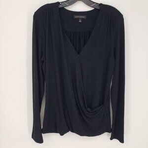 3/$25 Banana Republic Faux Wrap Top M Long Sleeves Surplice V Neck Gray